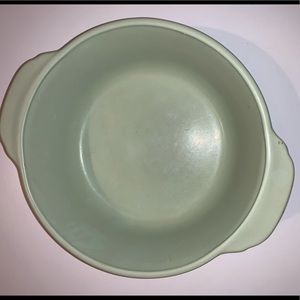 Fire king bowl Au gratin lusterware green & peach